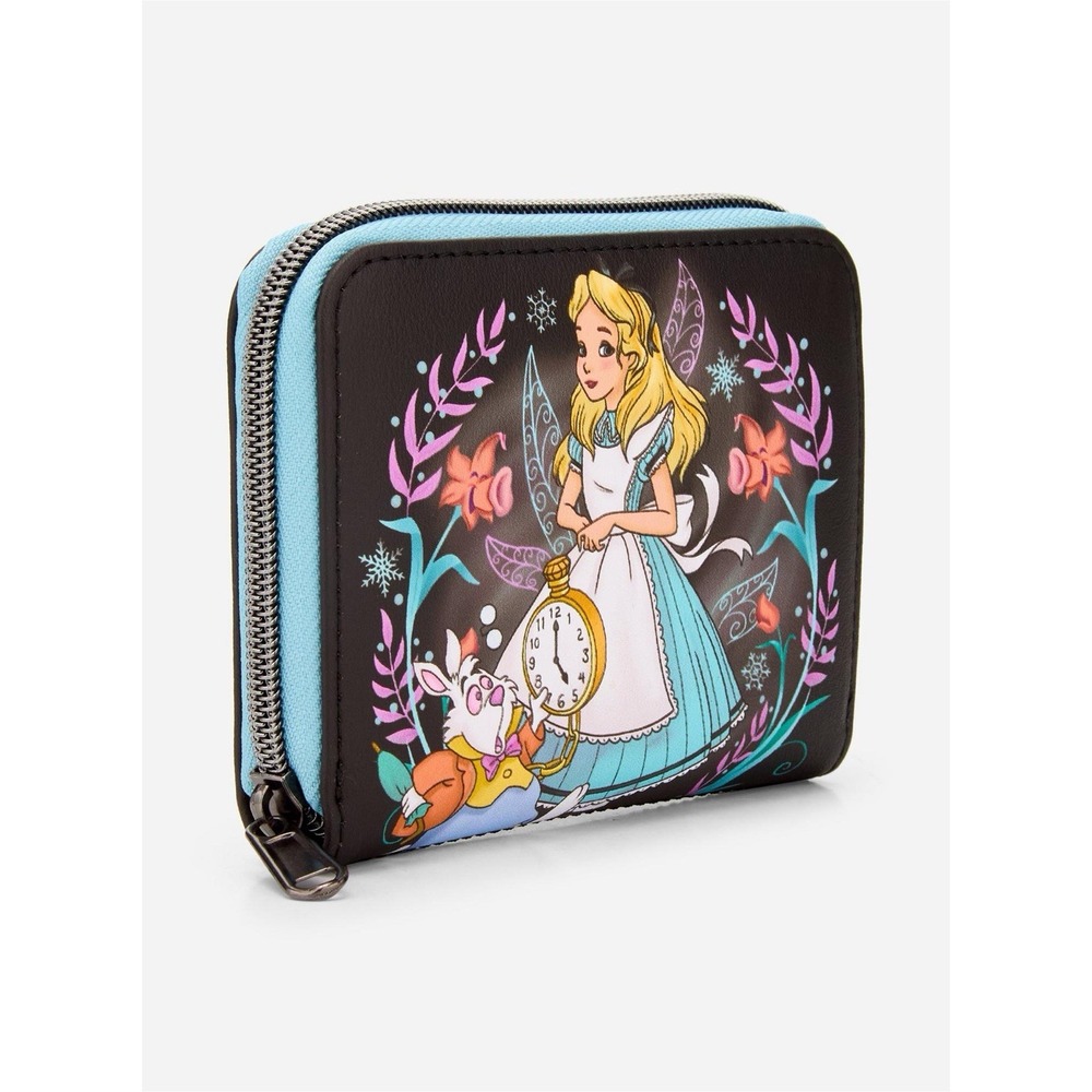 Disney Alice In Wonderland Winter Drawing Zip Wallet White Rabbit Loungefly NWT